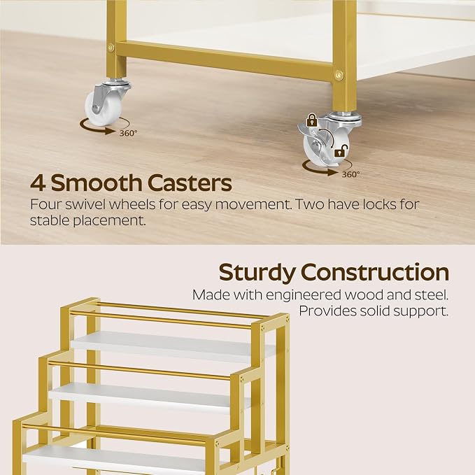 YATINEY Bar Cart, 3 Tier Home Bar Serving Cart - Image 7