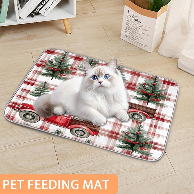 Plaid Christmas Pattern With Trucks Dish Drying Mat, Kitchen Counter Quick Dry - Image 7