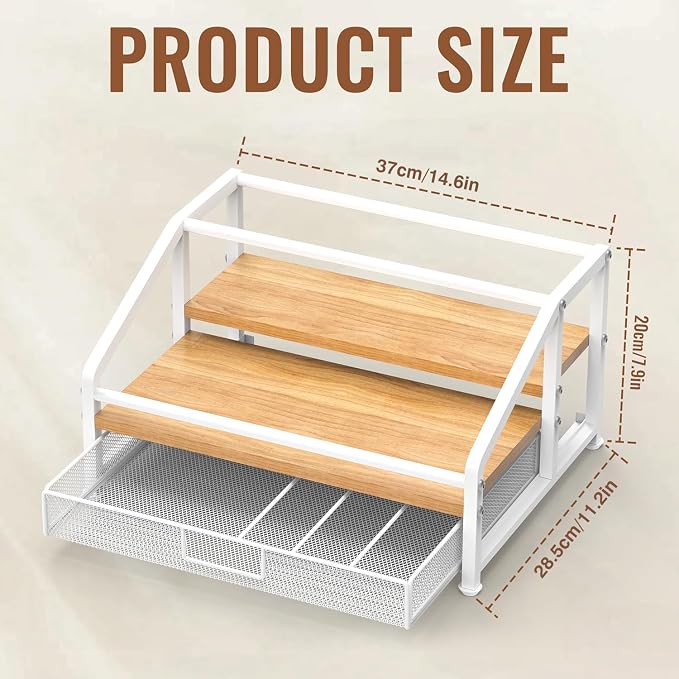Alyoen Coffee Syrup Organizer Rack, 3-Tier Coffee Station Organizer - Image 6