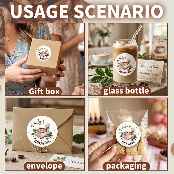 60 Pcs A Baby is Brewing Baby Shower Stickers - Image 7
