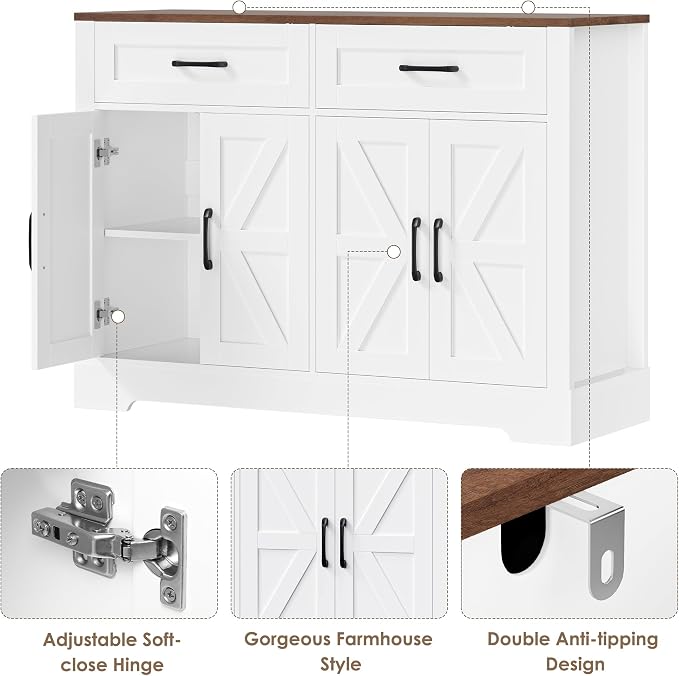 BOTLOG 47.2" Farmhouse Buffet Cabinet - Image 8