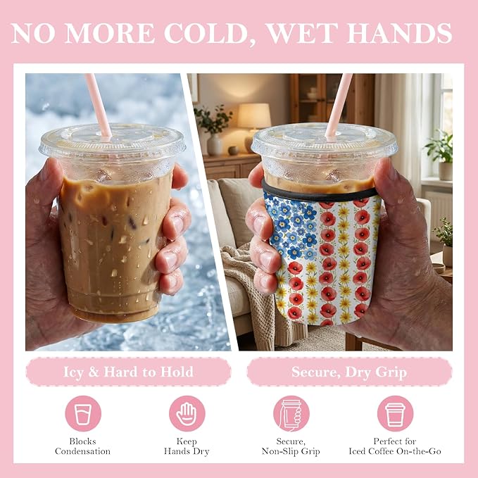 3 Pack 250th Anniversary USA Patriotic Reusable Insulated Neoprene Iced Coffee - Image 9