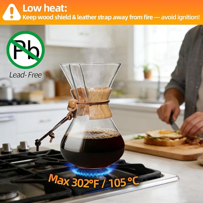 Pour Over Coffee Maker 27 OZ, 8 Cup Borosilicate Glass Drip Coffee Maker - Image 9