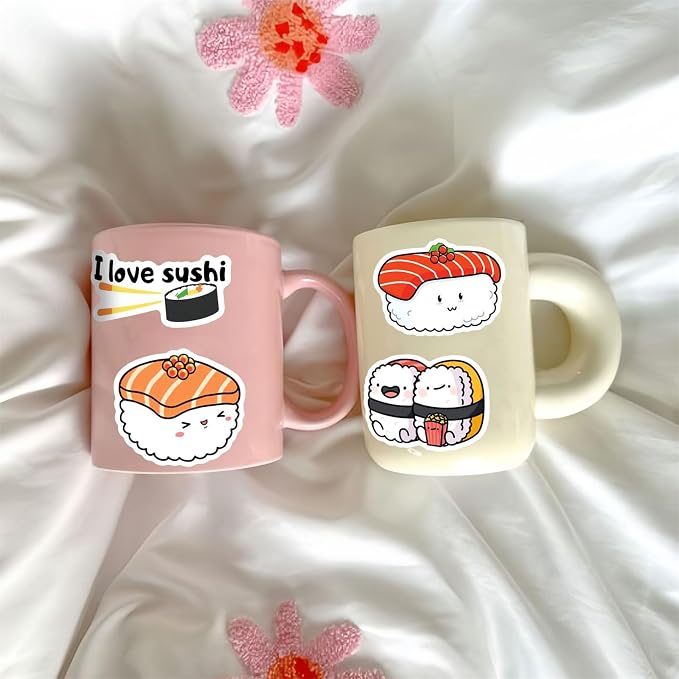 50pcs Cute Sushi Stickers for Kids, Kawaii Food Stickers for Water Bottle - Image 7