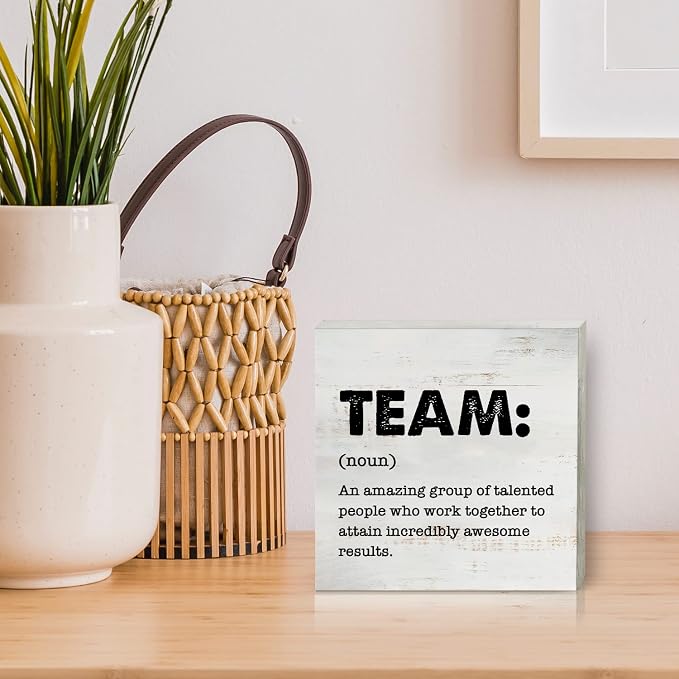 Team Definition Wood Box Sign Decor Rustic Team Quote Wooden Box Sign Block - Image 5
