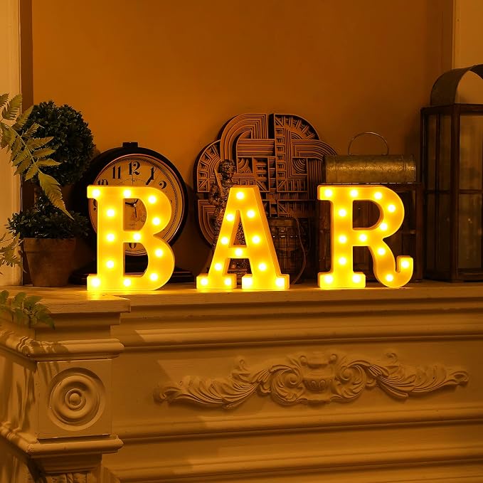 Mudder 3 Pcs Bar Sign for Home Bar Accessories Light Up LED Letter Decor Word - Image 9