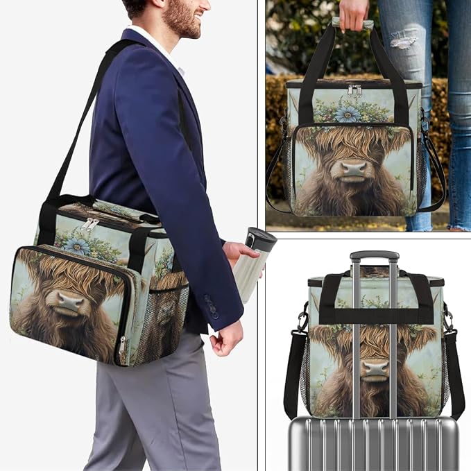 Alpine Cow Flower Coffee Maker Carring Bag Travel Carrying Storage Tote Bag - Image 7