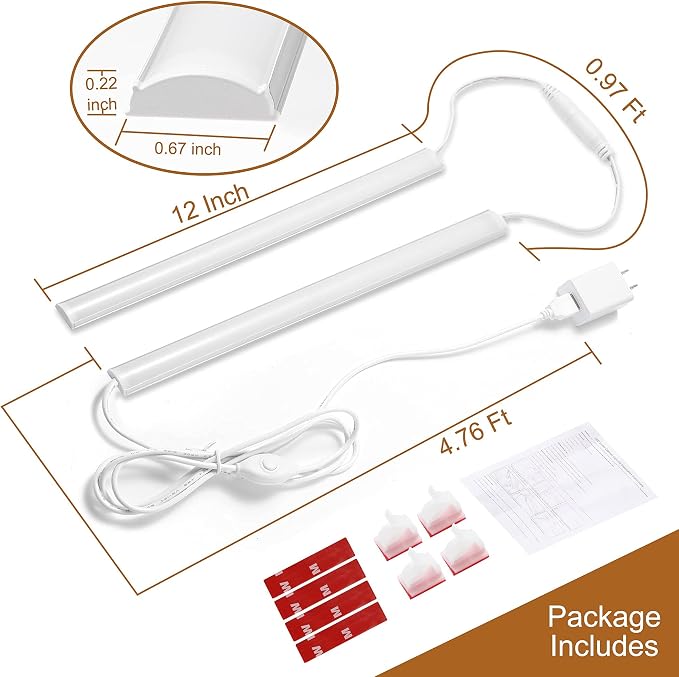 Plug-in Under Cabinet Lighting, Cold White 6000K Linkable USB LED Light Bar - Image 6