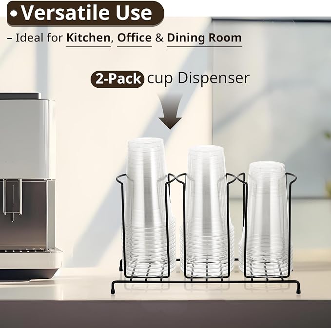 Maxdot 2 Pcs 3 Section Coffee Cup Organizers 14.2 x 8.5 x 5 Inch Wire Rack - Image 6