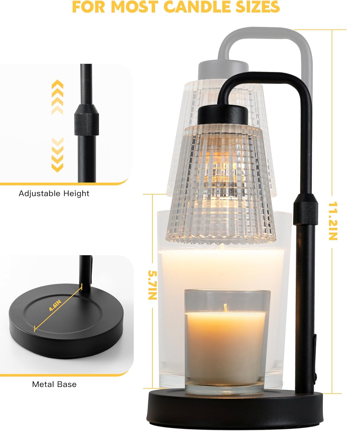 Candle Warmer Lamp with Timer Dimmable, Birthday Gifts for Women Mom, House Warming Gifts New Home Decor, Wax Melt Warmer for Jar Candles with 2 Bulbs