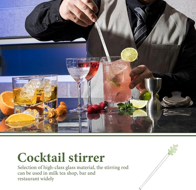 COHEALI Glass Cocktail Stirring Stick Long Handle Reusable Drink Stirrer Bar - Image 8