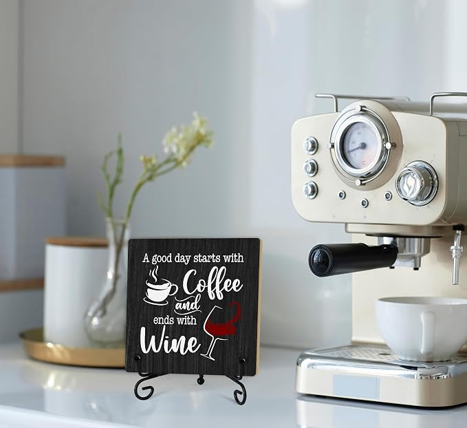 Coffee And Wine Desk Decor Sign, Rustic Wooden Sign - Image 6