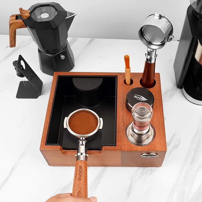 IKAPE 51/53/54/58mm Espresso Knock Box, Sandywood Coffee Station, Tamper Tools - Image 6