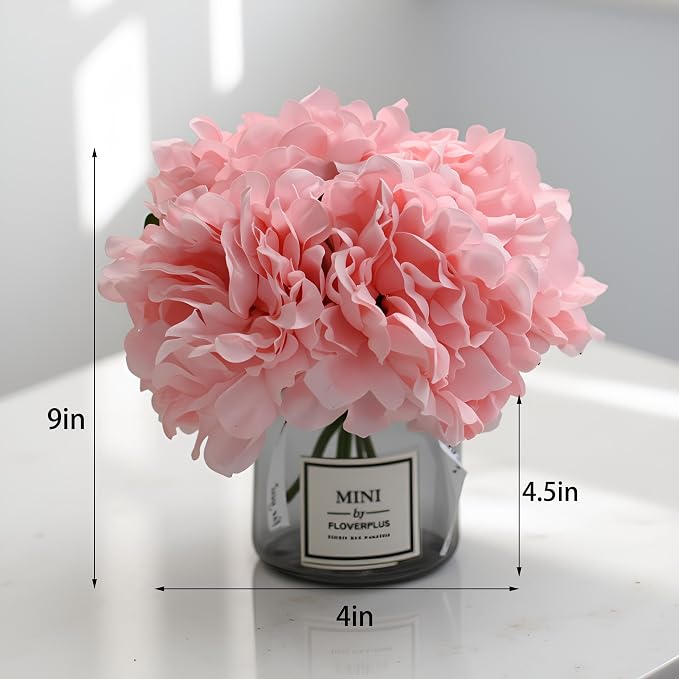 Artificial Pink Peony Flowers in Vase, Wedding Table Centerpiece Home Decor | - Image 5