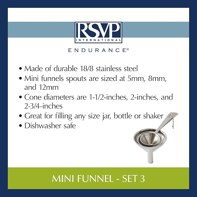 RSVP International Endurance Collection Kitchen Spice Jar/Oil Bottle Funnel - Image 11