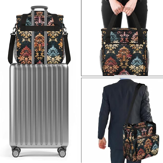 Damask Floral Boho Paisley Coffee Maker Carring Bag, Large Insulated Storage - Image 7
