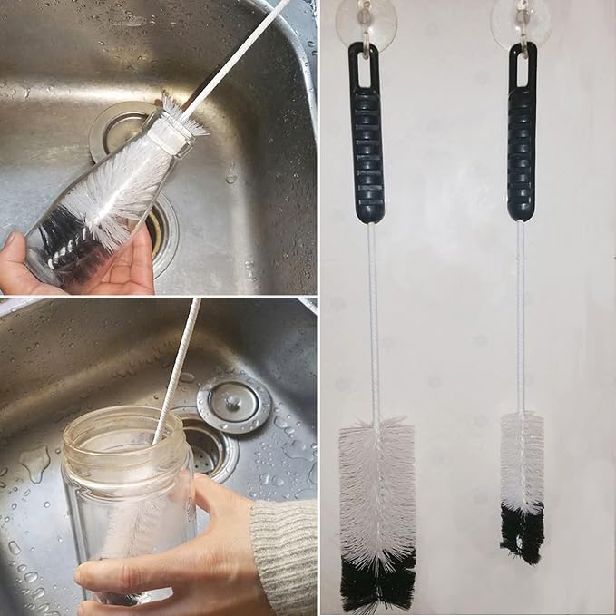 Bottle Brushes Thin Long Handle X 4, Utility Skinny Wire Cleaner Set Big Small - Image 9