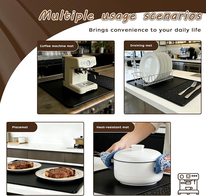 Zihvfzu 24" x 16" Silicone Coffee Bar Mat Set - Image 6