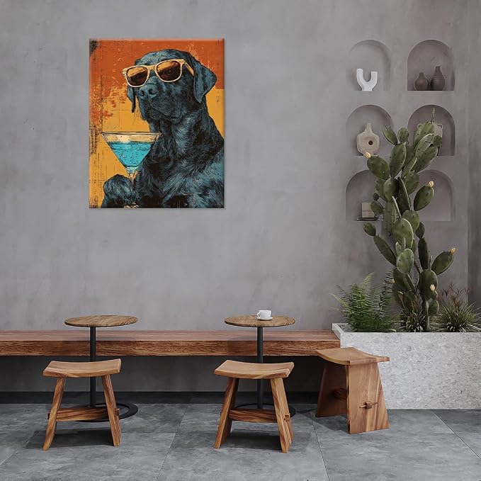 Vintage Dog Kitchen Wall Art Print Funny Labrador Drinking Poster Painting Wall - Image 7