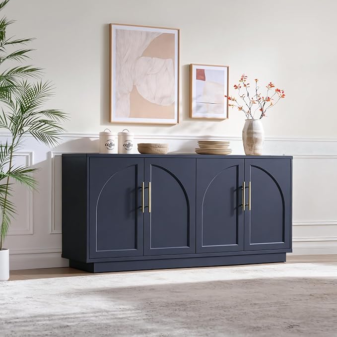 Fatmok 59" Sideboard Buffet Cabinet & TV Stand Set of 2, Modern Arched Credenza - Image 6