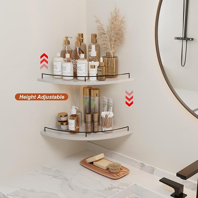 JJL Corner Shelf Wall Mounted, 12 Inches 2-Tier Floating Corner Shelf, - Image 5