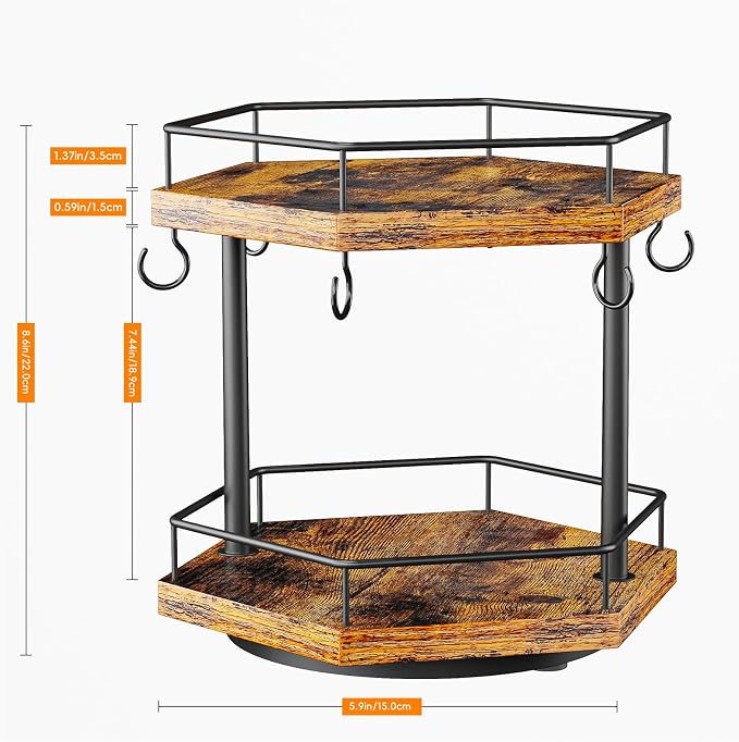 KLM 2 Tier Coffee Bar Organizer Countertop Station Shelf - Image 8