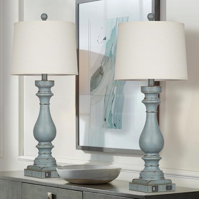 Cinkeda 29" Tall Table Lamp for Living Room Set of 2, Coastal Bedside - Image 6