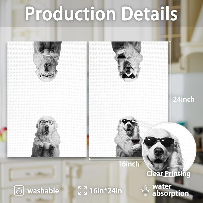 Great Pyrenees Gifts Coffee Wine Kitchen Towels Set of 2, Coffee Dog Dish Tea - Image 7