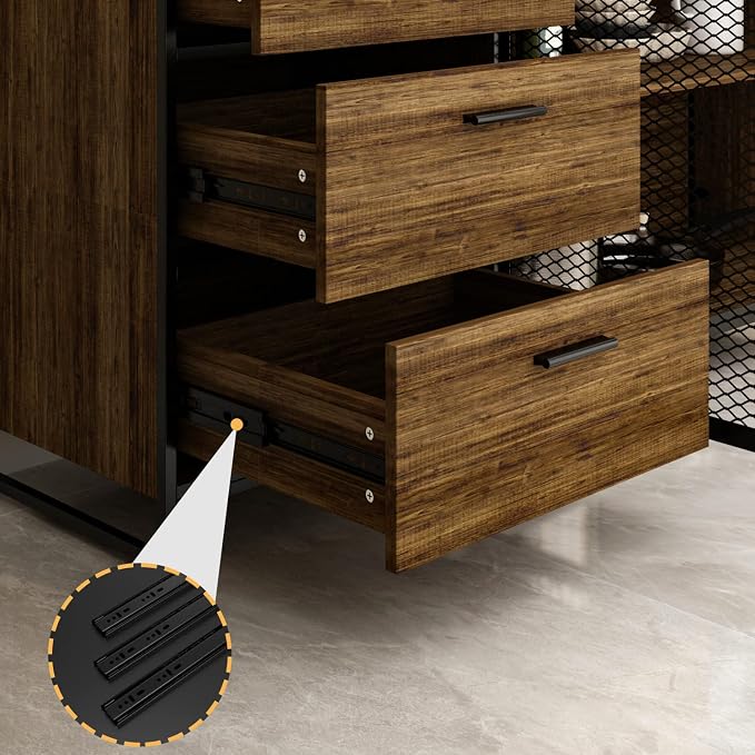 AGOTENI Large Kitchen Hutch Cabinet, Storage Cupboard Pantry - Image 7