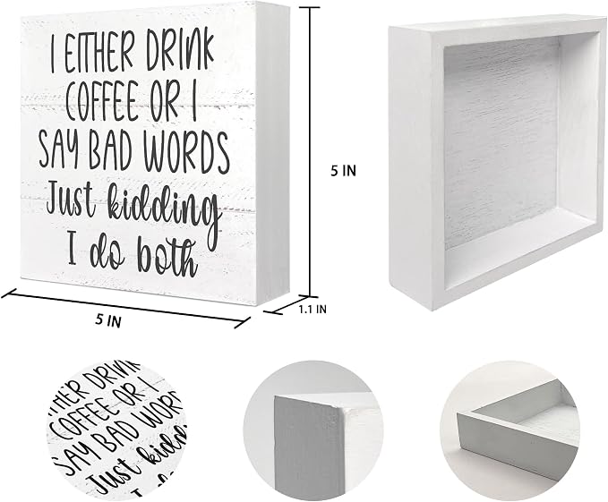 Mtrgdn Coffee Bar Accessories Sign Decor, Funny Coffee Station Corner Wooden - Image 5