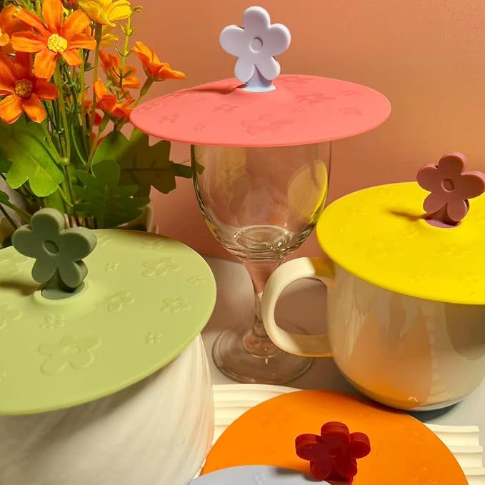 flower Silicone Cup Covers, Flexible Mug Covers, Tea Pots, Hot Cup Lids - Image 9