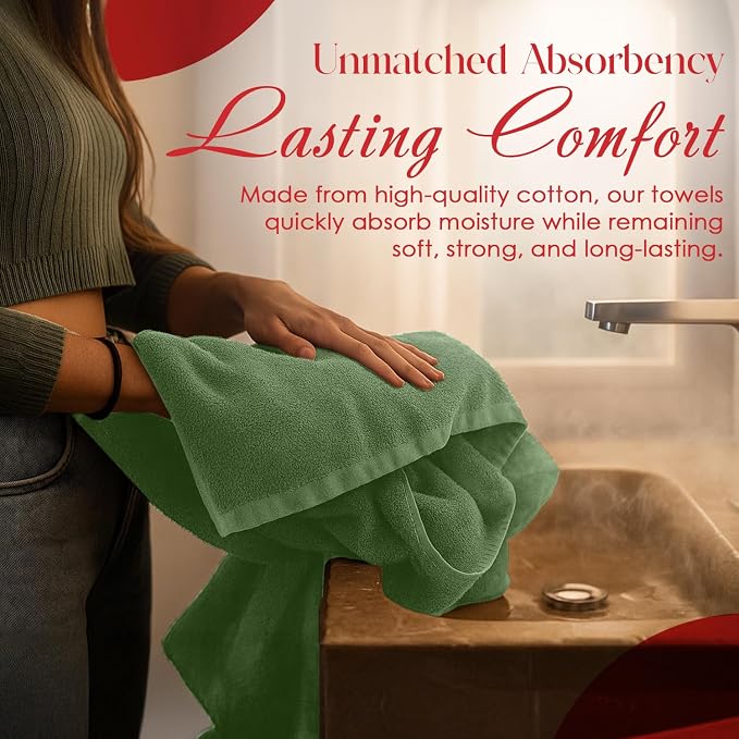 RIVERSIDE Pack of 8 Towels Set, 2 Large Bath, 2 Hand, 4 Face Washcloths - Image 9