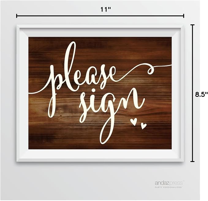 Andaz Press Wedding Party Signs, Rustic Wood Print, 8.5-inch x 11-inch - Image 7