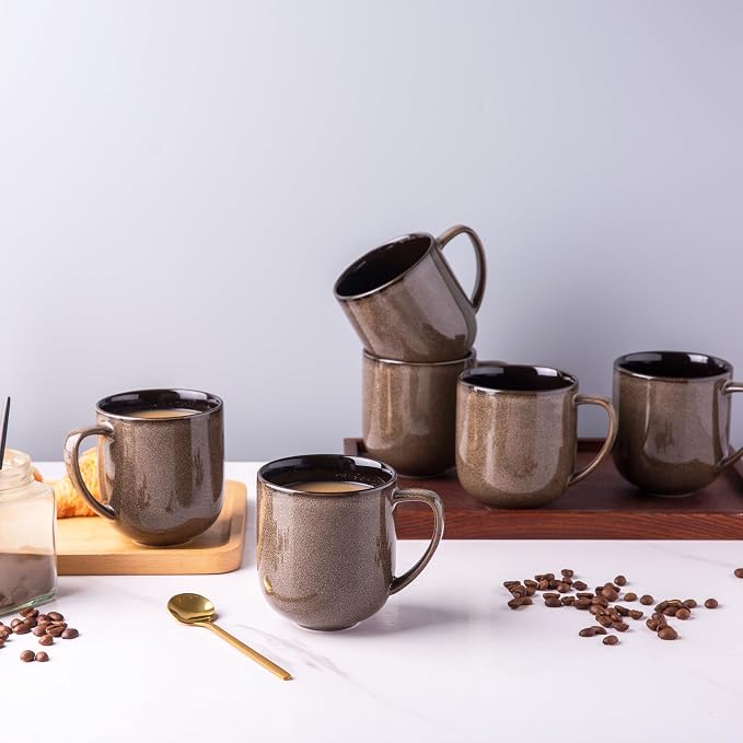 LERATIO 12OZ Ceramic Coffee Mugs Set of 6, Large Porcelain Coffee Cups - Image 7