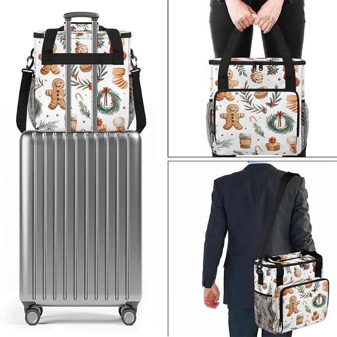 Christmas Gingerbread Wreaths Coffee Maker Carring Bag, Large Insulated Storage - Image 7