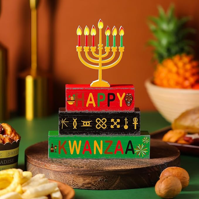 Geelin 4 Pcs Kwanzaa Wooden Table Centerpiece Set Wooden African Heritage - Image 6