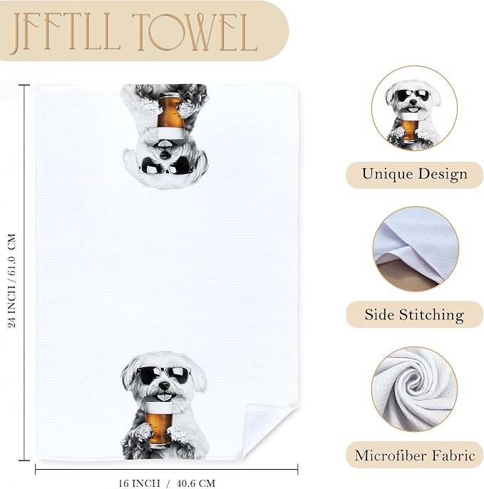 Funny Maltese Beer Kitchen Towels, Maltese Gifts Dish Tea Towels - Image 7