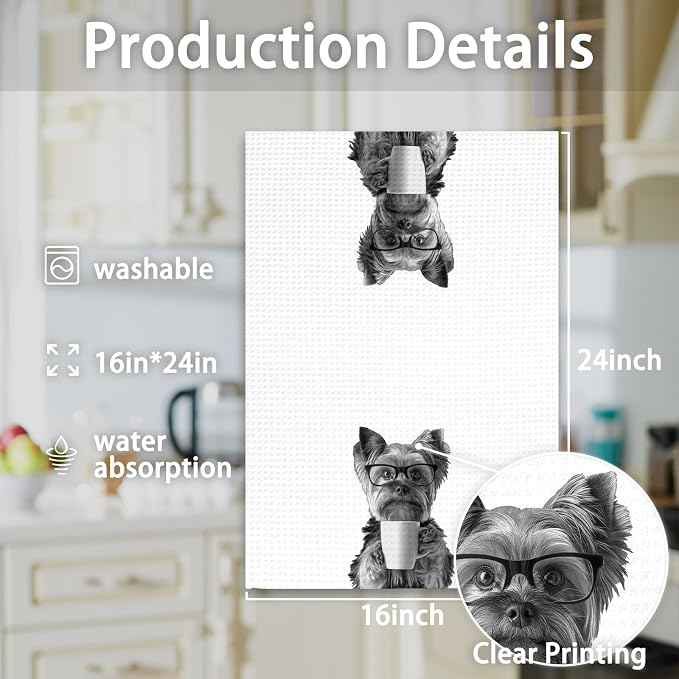 Yorkshire Terrier Gifts Coffee Dog Kitchen Towels, Gifts - Image 7
