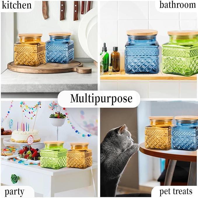 Glass Storage Canister with Airtight Lids, 20.3 FL OZ Thick Glass Candy Jar - Image 9