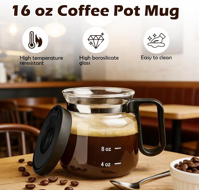 16 Oz Glass Mini Coffee Pot Mug - Image 9