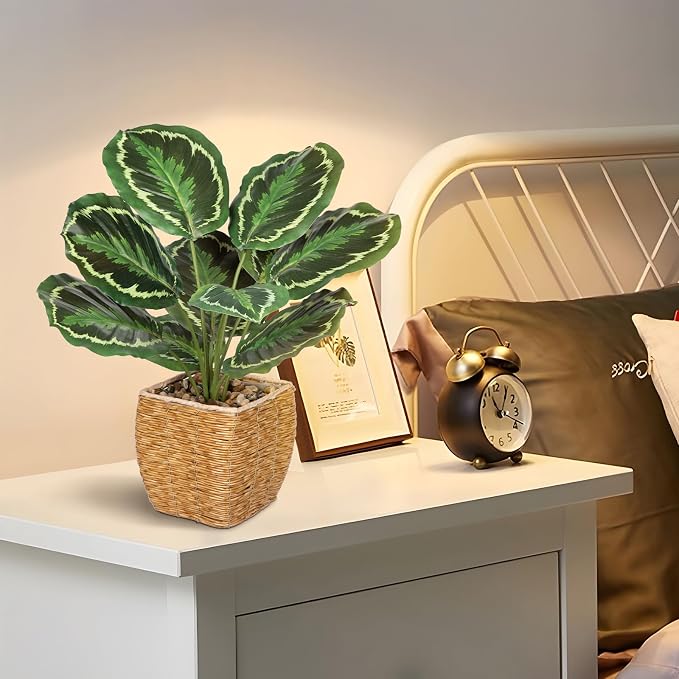 Briful Fake Plants Potted Calathea Medallion Artificial Plants Indoor Realistic - Image 6
