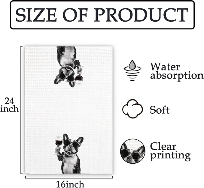French Bulldog Gifts Wine Dog Kitchen Towels, Gifts - Image 7