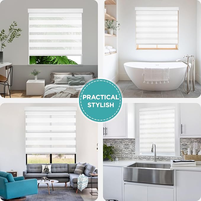 Joydeco Cordless Zebra Blinds for Windows, Dual Layer Light Control Window - Image 9