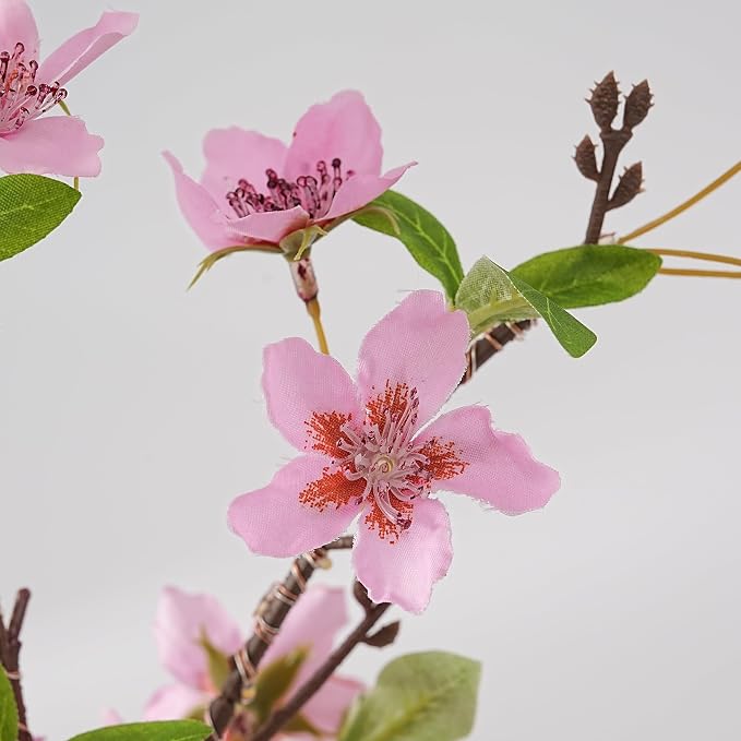 WSYEAR Pink Cherry Blossom in Pot, Artificial Cherry Fake Flower Lamp Indoor - Image 7