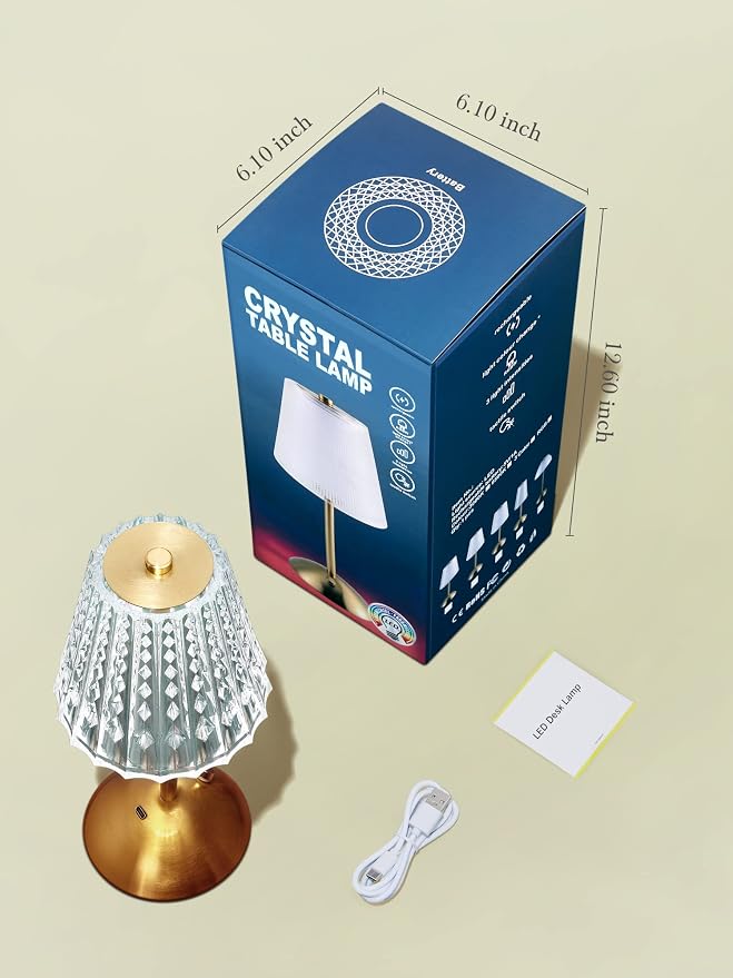 Upgraded Nightstand Lamps Set of 2, 3 Colors Dimmable Crystal Table Lamp Gold - Image 9
