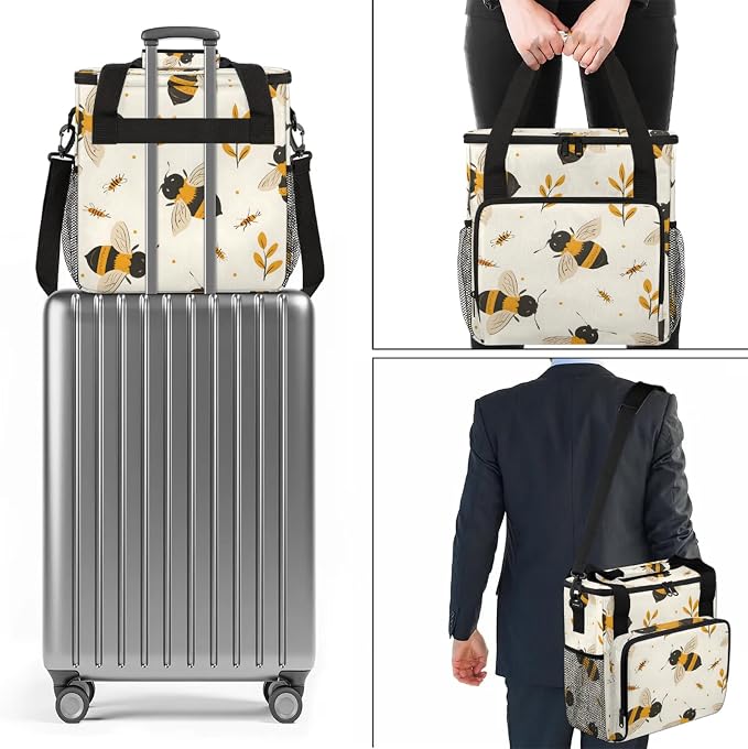 Honey Bee Coffee Maker Carring Bag, Large Insulated Storage Organizer Case Tote - Image 7