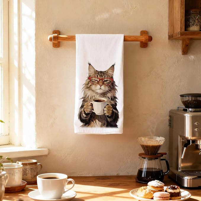 CUTHOLLOW Funny Cats Decorative Kitchen Towels Set of 4, 15.74"x23.62" Soft & - Image 7