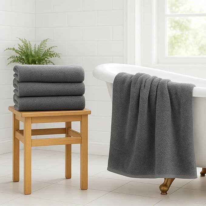 RIVERSIDE 100% Ring-Spun Cotton Bath Towels Set of 4 22 x 44 - Image 7