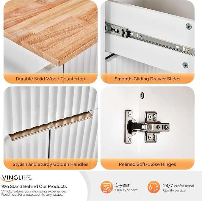 VINGLI Fluted Kitchen Island - Image 9