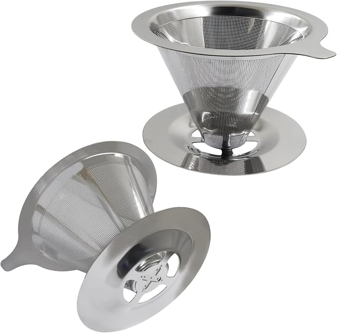 Bonsicoky Pour Over Coffee Dripper, Stainless Steel Coffee Filter, Metal Cone - Image 5